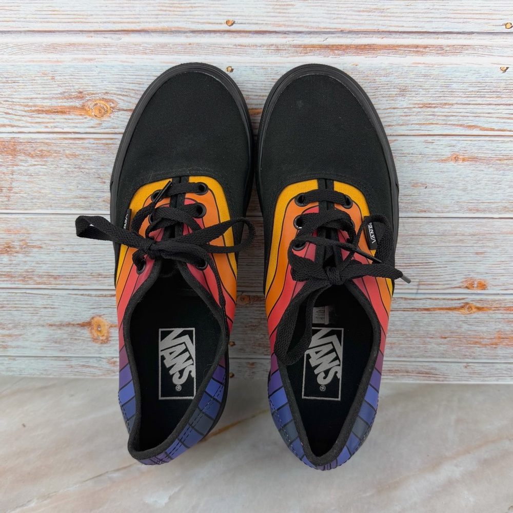 Vans Black lace-up Sneakers with Rainbow Stripes - Picture 6 of 8